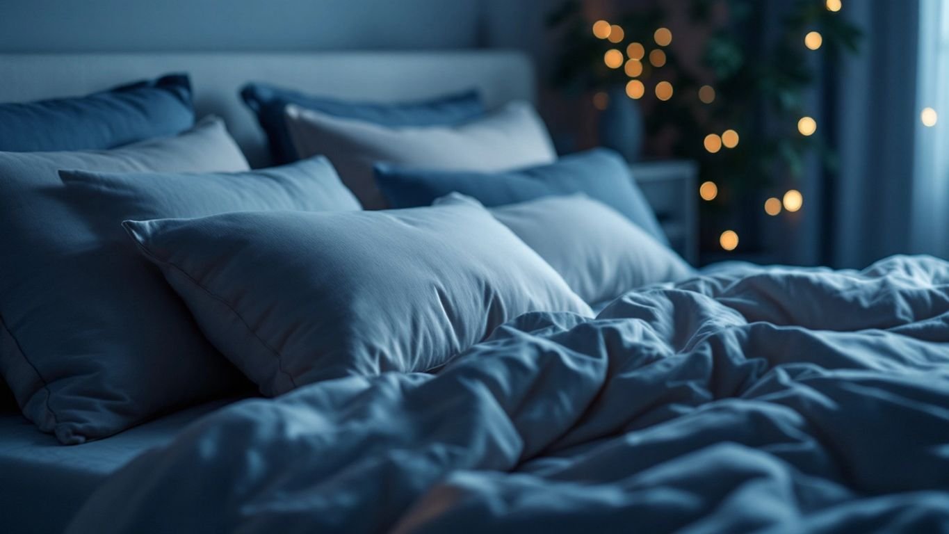 Cozy bedroom with soft pillows and calming colors.
