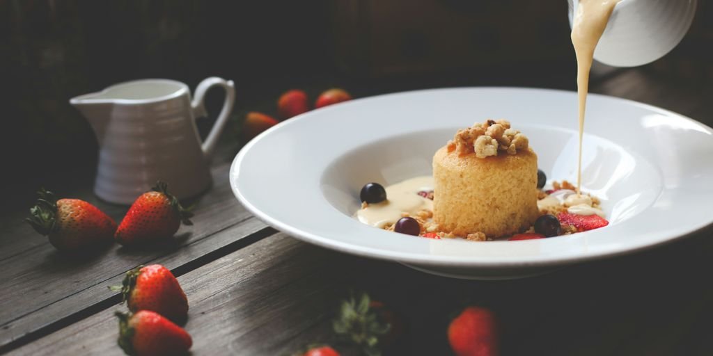 strawberry cake dessert with cream